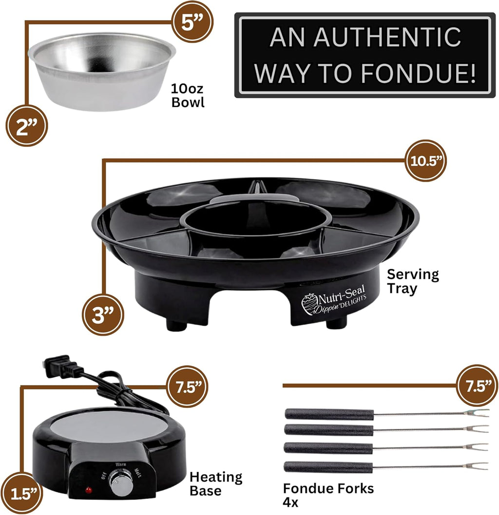 Dippin' Delights Premium Electric Fondue Pot Set with 4 Forks Q3015