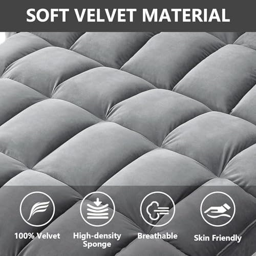 3 in 1 Convertible Sleeper Sofa Bed Futon with Adjustable Backrest, Velvet, Black Q74350
