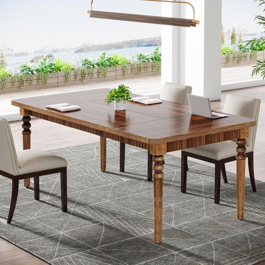 Tribesigns 63-Inch Executive Desk with Solid Wood Legs, Walnut J895