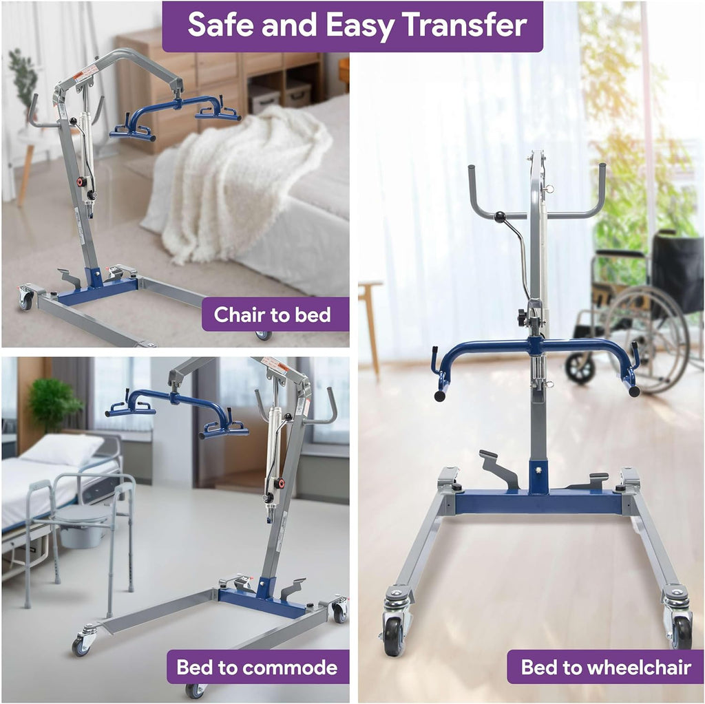 Hydraulic Patient Lift for Home Use, 400 lb Capacity, Manual Full Body Lifter A835