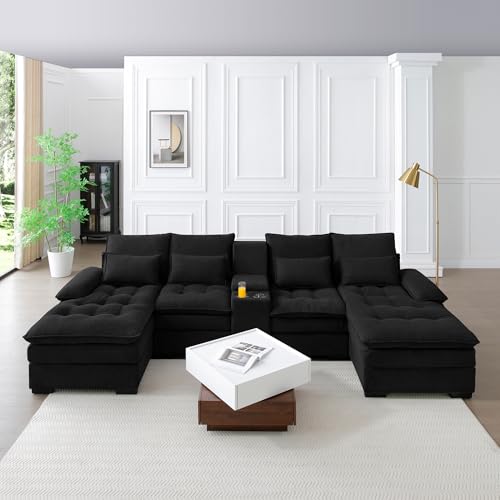 Oversized Modular Sectional Sofa with Movable Ottoman E909
