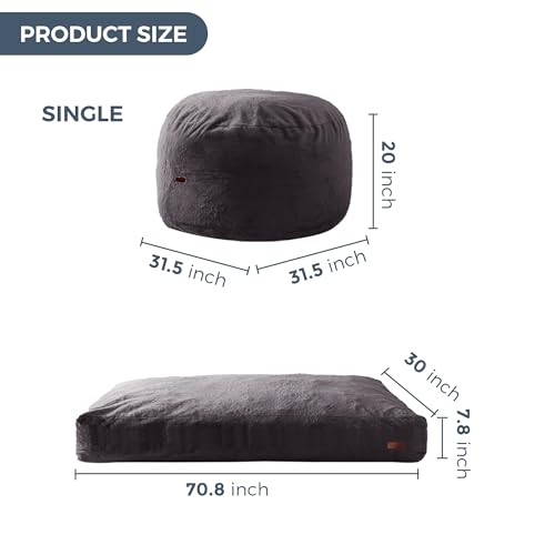 MAXYOYO Giant Bean Bag Chair Bed for Adults, Convertible Floor Sofa G466