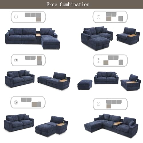 Oversized Modular Sectional Sofa with Movable Ottoman E909