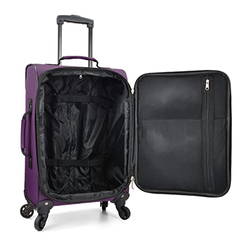 U.S. Traveler Expandable Carry-on Luggage Set, Purple, 4 Wheel S4045