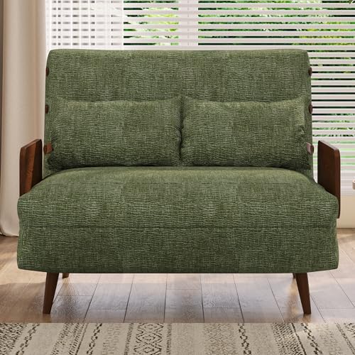 Convertible Chair Bed Sleeper for Adults with Wooden Arms, Linen G638