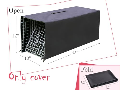 Live Animal Trap Cage with Cover 32 Inch Heavy Duty Folding for Raccoons, Opossums, Feral Cats A154