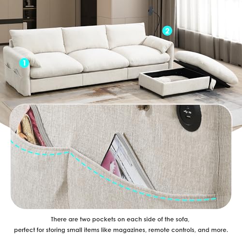 Oversized Modular Sectional Sofa with Movable Ottoman E909
