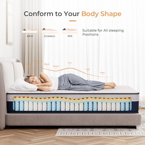 Vesgantti Twin Mattress 12 Inch Innerspring Hybrid with Memory Foam, Medium Firm J8200