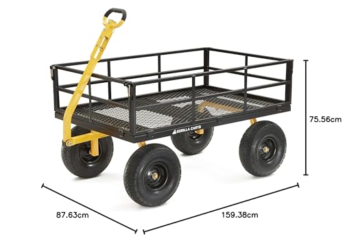Gorilla Carts Heavy Duty Steel Mesh Utility Wagon Cart, 1000 lb Capacity, Gray M8719