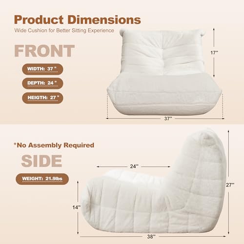 Bean Bag Chair Big Sofa for Adults with Memory Foam, Black Plush A2357