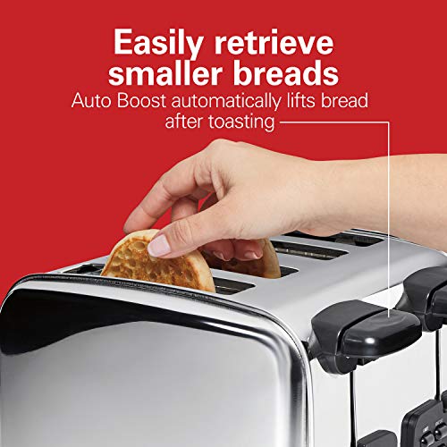Hamilton Beach 24782 Retro 4 Slice Toaster, Polished Stainless Steel Z510338