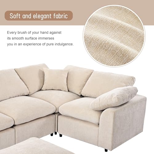 Oversized Modular Sectional Sofa with Movable Ottoman E909