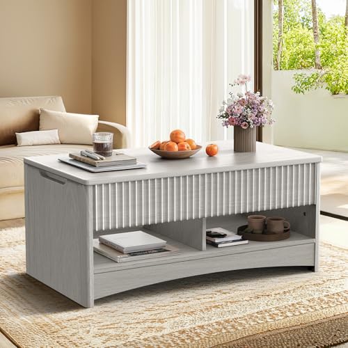 Marsail Lift Top Coffee Table with Storage, Natural Oak L27078