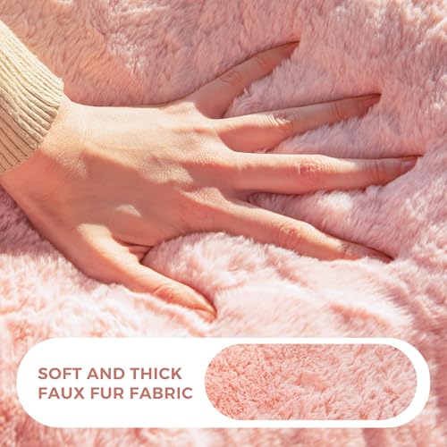 MAXYOYO Floral Shaped Bean Bag Sofa for Adults, Faux Fur, Beige M8911