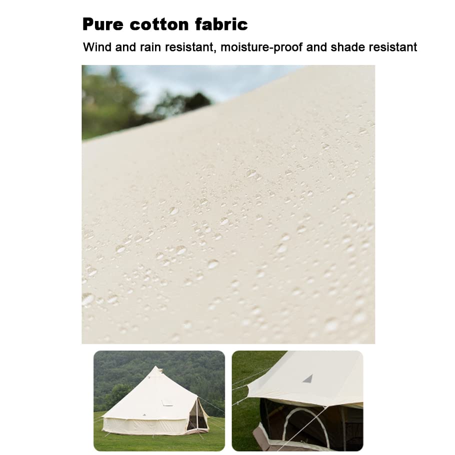 Canvas Bell Tent with Stove Jack, 4 Season Waterproof Glamping Tent for Family Camping V2307