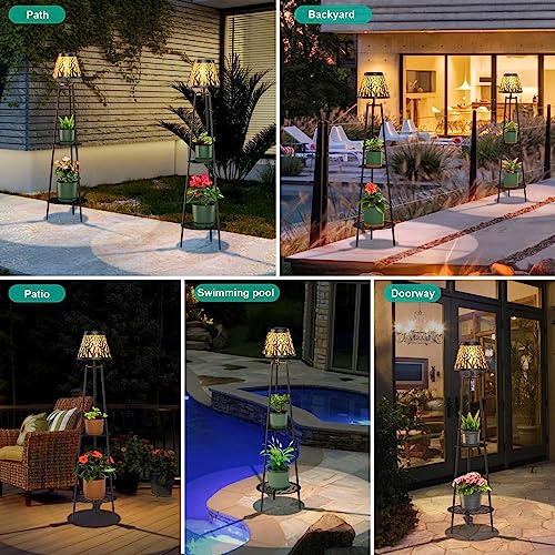 2 Pack Solar Lights Outdoor with Plant Stands - Metal Tripod Patio Decor M835880