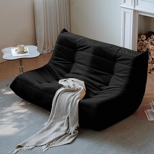 Bean Bag Chair for Adults Suede Microfiber Fireside Floor Chair 3-Seater Beige F151744