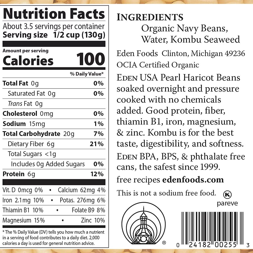 Eden Foods Organic Navy Beans 15 oz Pack of 3 F213