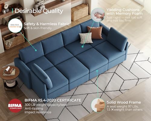 LINSY HOME Modular U Shaped Sectional Sofa with Storage, Blue M8981