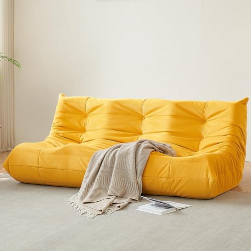 Bean Bag Chair for Adults Suede Microfiber Fireside Floor Chair 3-Seater Beige F151744