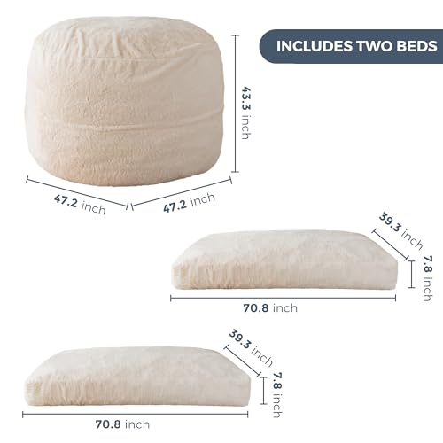 MAXYOYO Giant Bean Bag Chair Bed for Adults, Convertible Floor Sofa G466