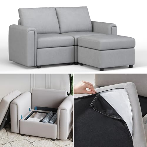 LINSY HOME Modular U Shaped Sectional Sofa with Storage, Blue M8981