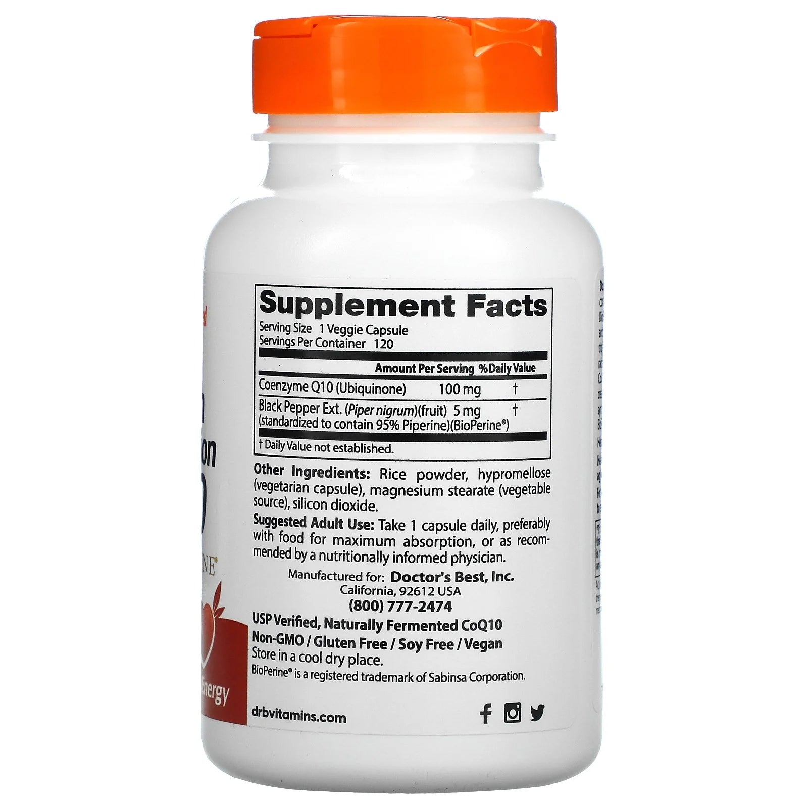 Doctor's Best High Absorption CoQ10 with BioPerine 100 mg, 360 Veggie Caps S167328