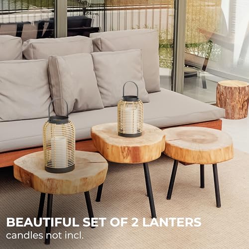 Natural Rattan Boho Lanterns Handcrafted Home Decor Q86698