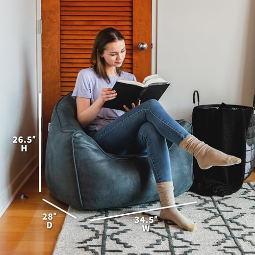 Big Joe Dorm Bean Bag Chair with Drink Holder, Black Smartmax, 3 ft Q1693