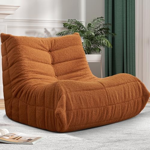 Bean Bag Chair Big Sofa for Adults with Memory Foam, Black Plush A2357