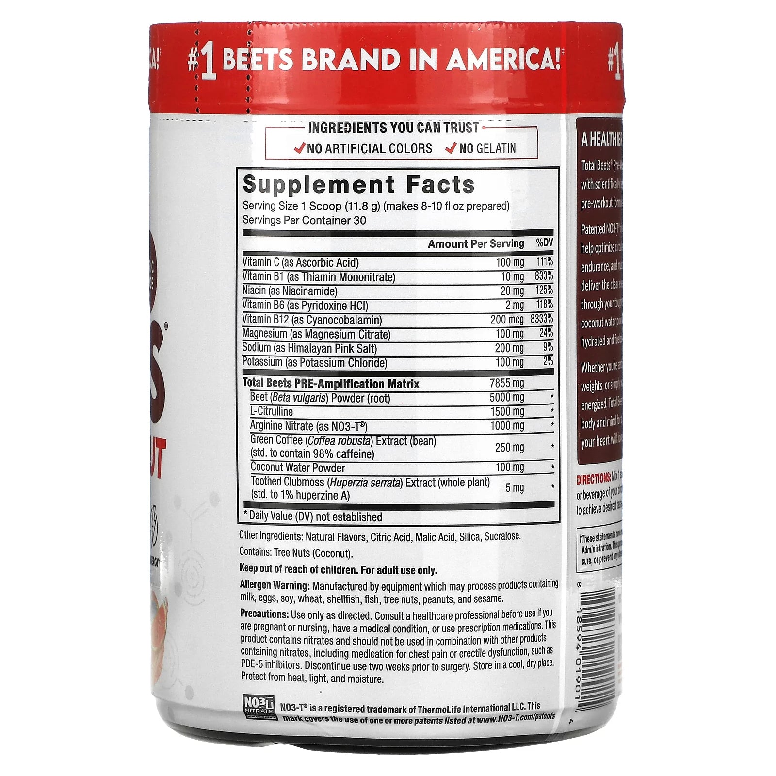 FORCE FACTOR Total Beets Pre-Workout Powder, Watermelon, 30 Servings A71551
