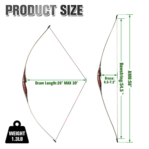 58" Laminated Recurve Bow Hunting Archery 20-60lbs Z3204