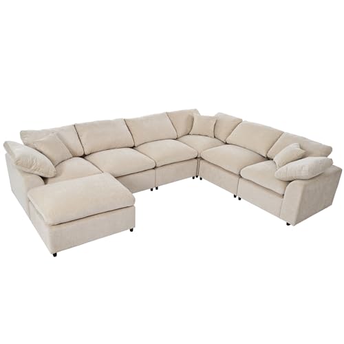 Oversized Modular Sectional Sofa with Movable Ottoman E909