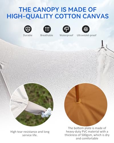 Canvas Bell Tent 4 Seasons Yurt with Stove Jack, Waterproof for Family Camping Q415