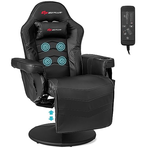 Goplus Massage Gaming Chair, Racing Recliner with Footrest, PU Leather N121