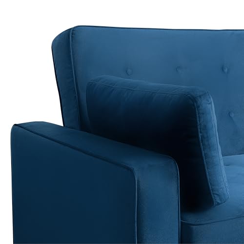 Serta Ainsley Convertible Sleeper Sofa Queen Size Navy Velvet V951