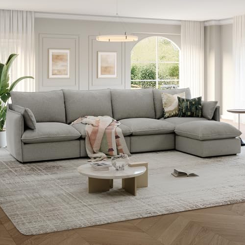 Cloud Modular Sectional Sofa, Waterproof Down Filled, High Backrest 5 Seater, Dark Gray J53470
