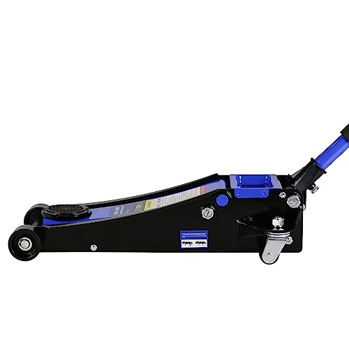 Pvillez Floor Jack, Heavy Duty Hydraulic Low Profile Steel Racing Jack, 2 Ton Capacity Blue H10635