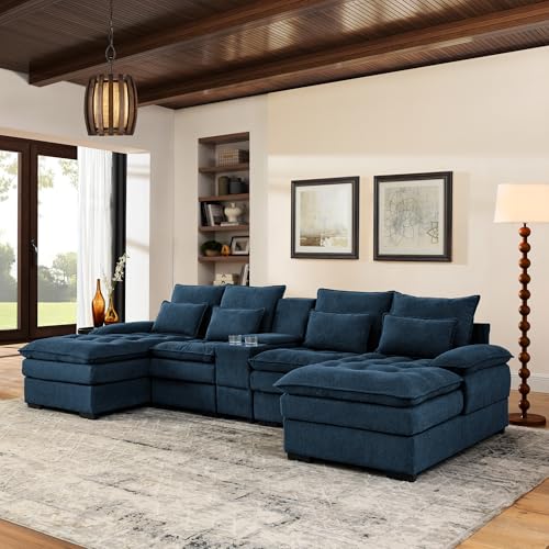 Oversized Modular Sectional Sofa with Movable Ottoman E909