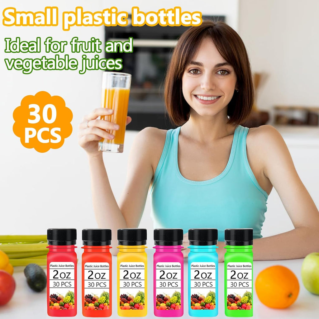 30PCS 2oz Plastic Shot Bottles with Caps and 10 Funnels B27262