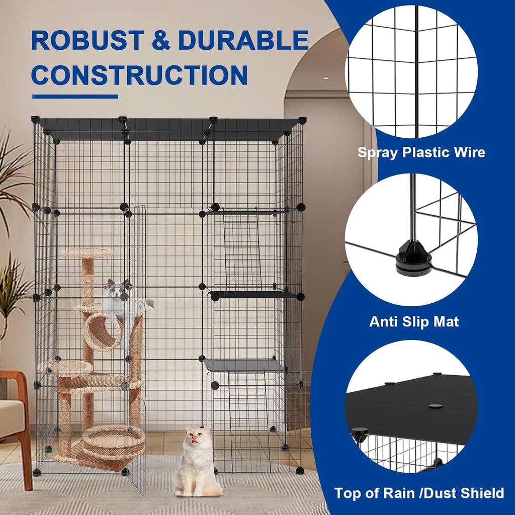Large Cat Cage 3-Tier Catio Outdoor Cat Enclosure B2583
