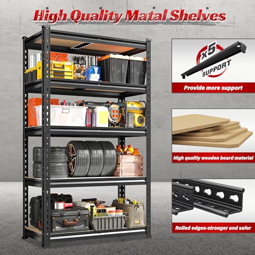 REIBII Set of 2 Storage Shelves 5 Tier Heavy Duty Metal Garage Shelving R5807