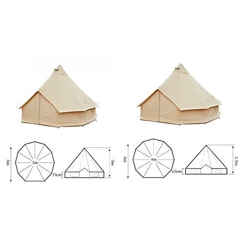 Canvas Bell Tent with Stove Jack, 4 Season Waterproof Glamping Tent for Family Camping V2307