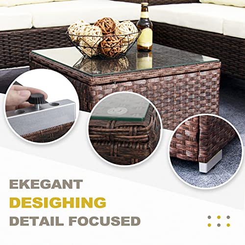 DIMAR GARDEN Outdoor Wicker Coffee Table with Glass Top Z1787