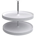 Rev-A-Shelf 24" Full Circle Dual Tier Lazy Susan Organizer for Upper Corner Wall Cabinets, Plastic Home Rotating Storage Shelves, White, 2062-24-11-1