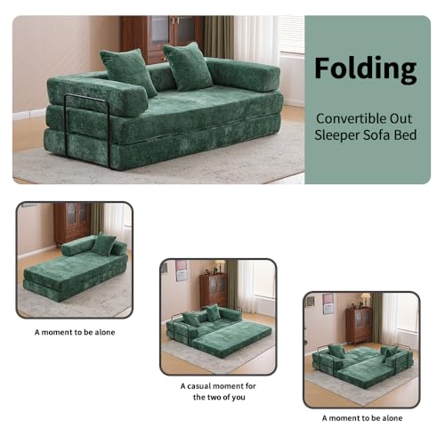 Corduroy Convertible Sleeper Sofa Bed with Pillow, Beige S401207