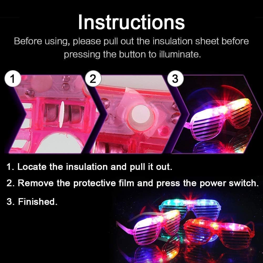 20Pack LED Glow Glasses Party Supplies 6 Color Neon Sunglasses B6676