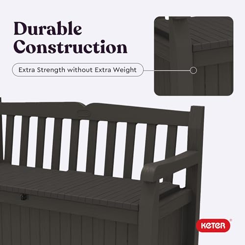 Keter Solana 70 Gallon Storage Bench Deck Box, Graphite S75770
