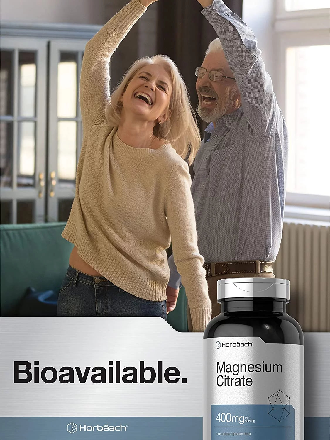 Horbaach Magnesium Citrate 400mg, 200 Caplets, Vegetarian Formula L80127