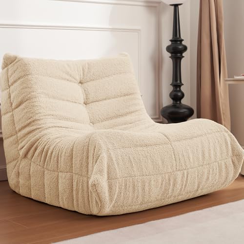 Bean Bag Chair Big Sofa for Adults with Memory Foam, Black Plush A2357